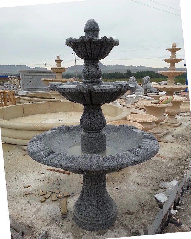 Customized Park Square Landscape Fountain,White Black Carving Granite Stone Courtyard Villa Decoration,Stone Fountain