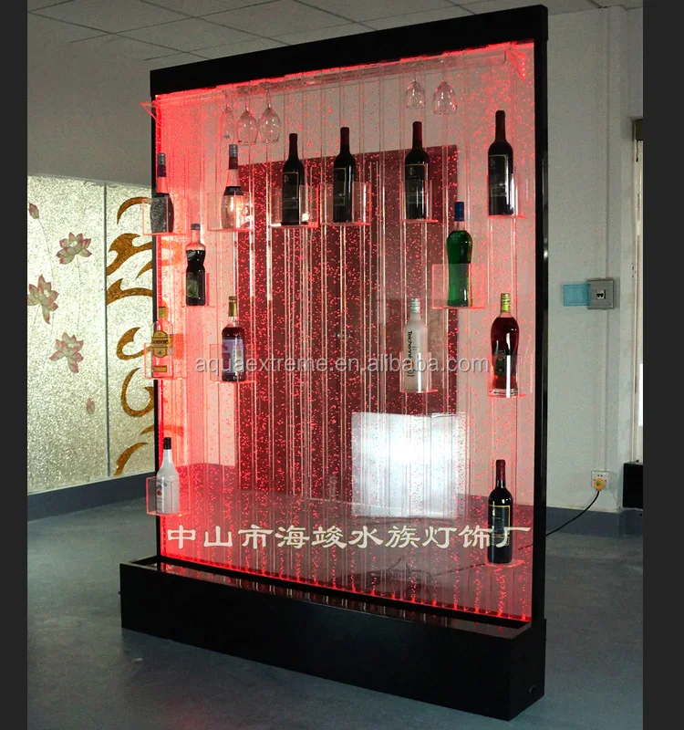 Customized acrylic led lighting water bubble wall wine cabinet for bar decoration