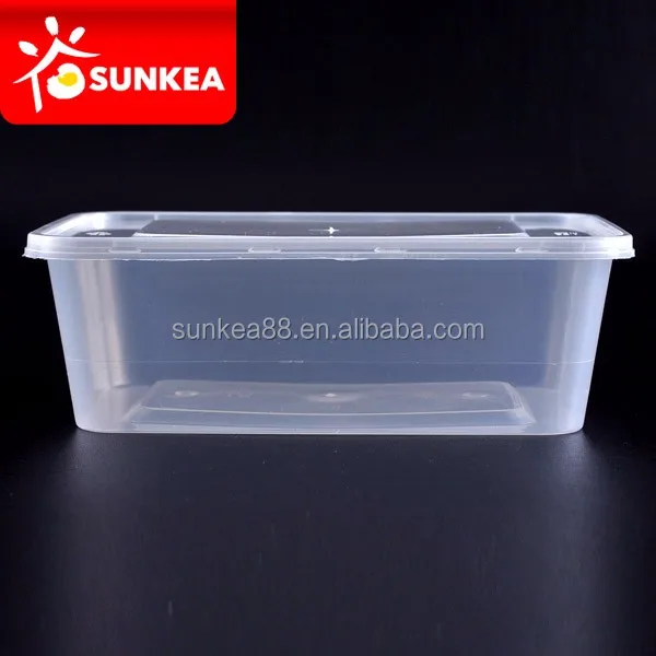 1000ml clear rectangular food plastic container and lid