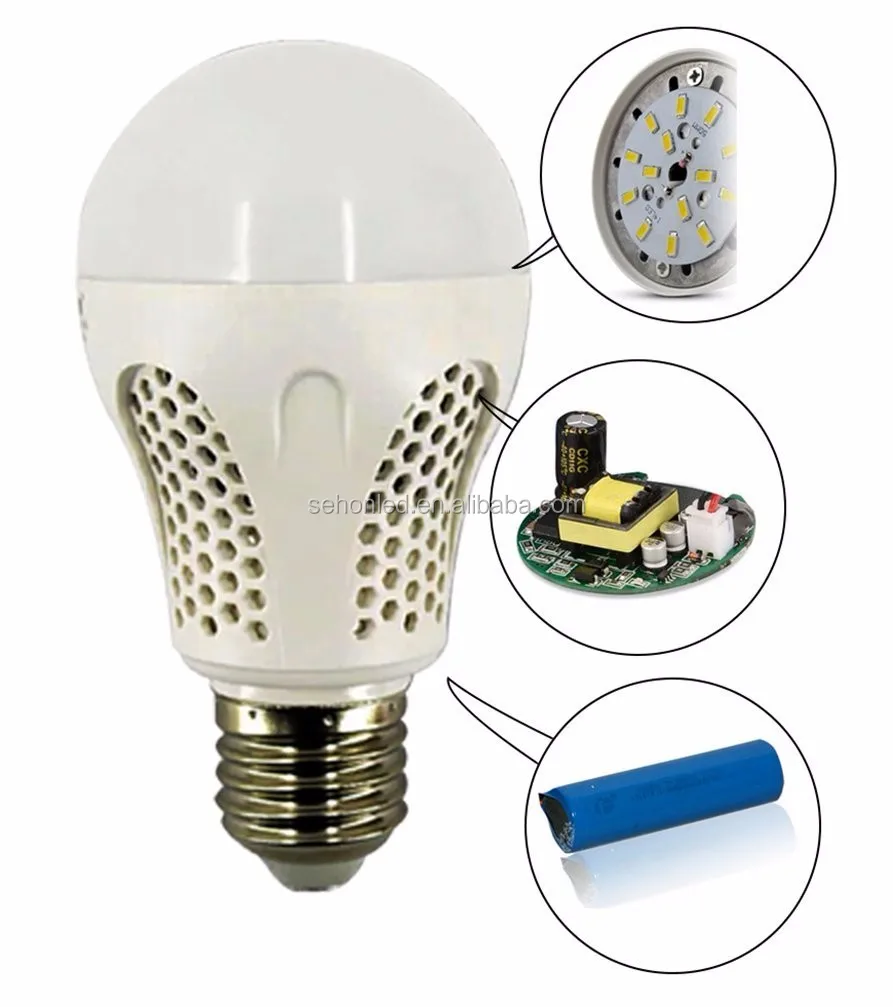 rechargeable led emergency light bulb 7w 9w SMD A60 power led bulb light