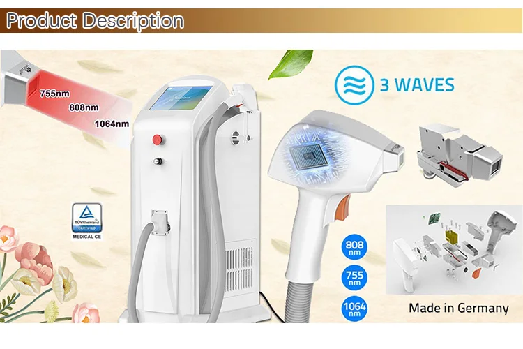 laser hair removal 40millions laser flashes, strong lasting time, 755 808 1064 three in one painless hair removal