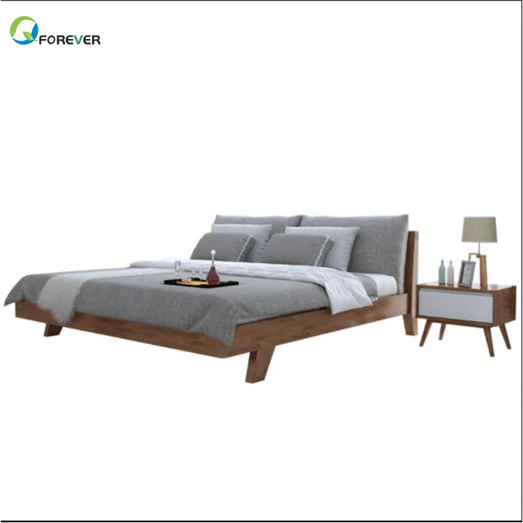 Nordic Solid Wood Bedroom Economy Simple Modern Double Bed