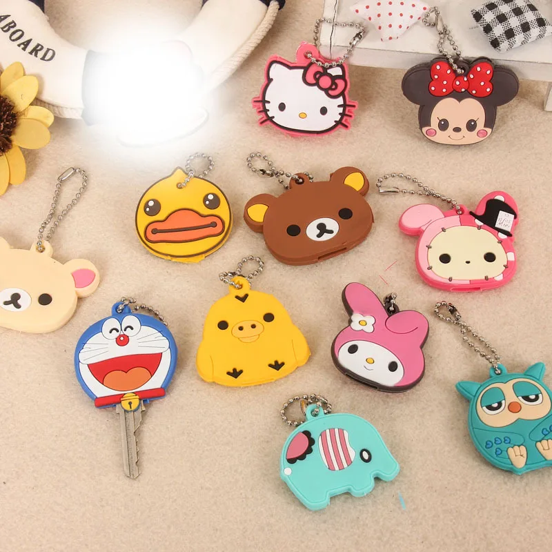 Cartoon Anime Cute Key Cover Cap Silicone Keychain