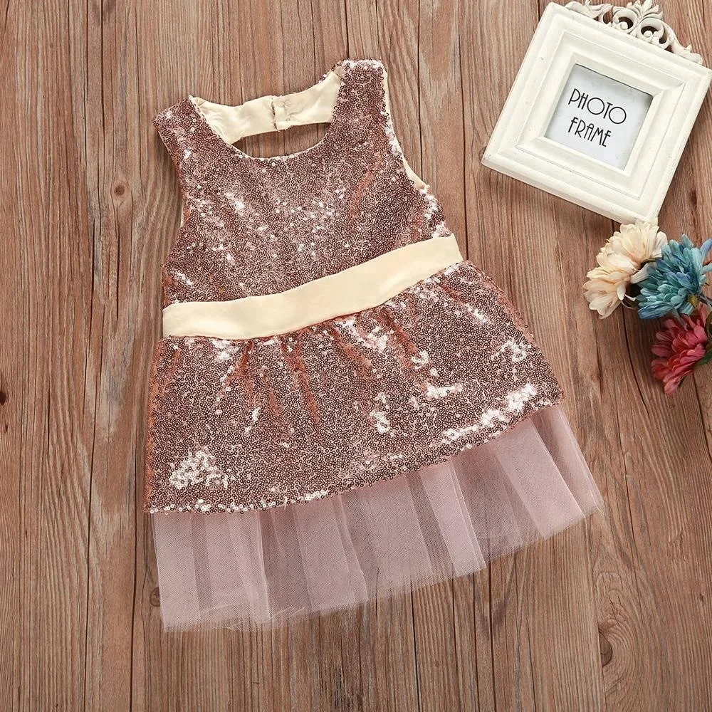 2019 baby girl party wear sequin dress little kids evening dress