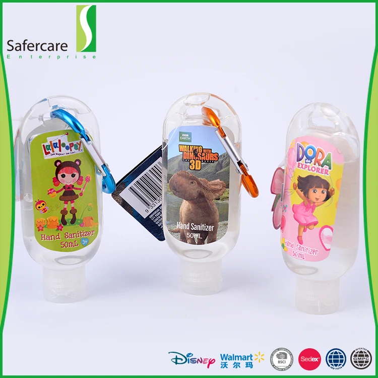Cheap price custom capacity hand sanitizing gel bottle with carabiner