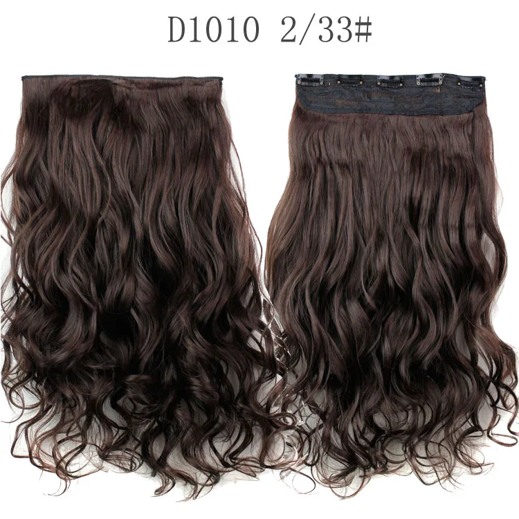 Aisi Hair Cheap 24 Inch Heat Resistant Synthetic Long Curly Wavy 5 Clip in Hair Extensions Long Wave Hairpieces for Women