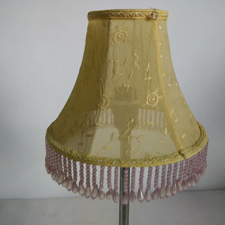 jacquard beaded fringe hurricane lamp shades for table lamp or wall lights hotel fabric wall lamps with shade