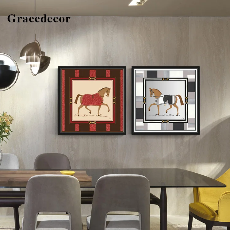 Wholesale Folk Art Painting Designs Horse Wall Art Horse Photo Art