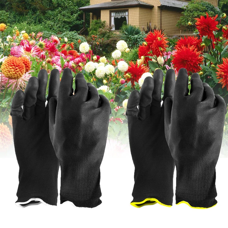 Wholesale mittens black pu glove esd pu coated gloves