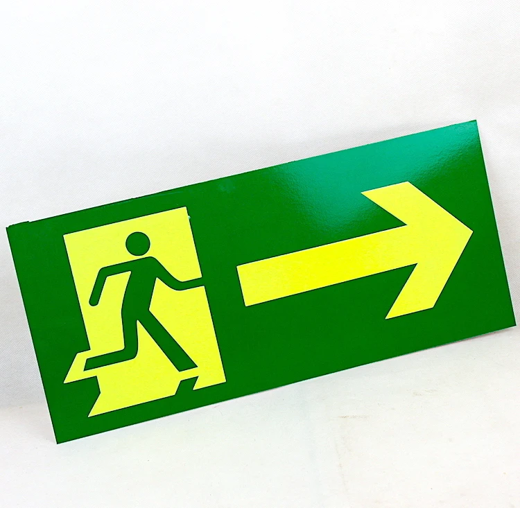 Green Running Man Right Left Direction Luminous Emergency Exit Aluminum Metal Sign Tin Plate Warning Safety Metal Nameplate