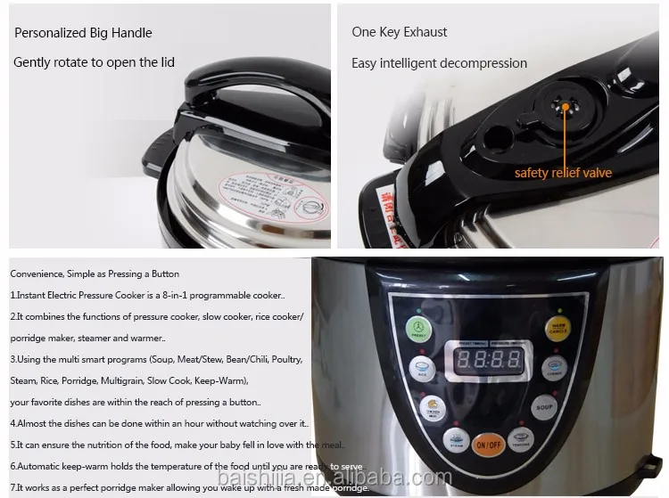 High Quality 900W 5l Chinese Commercial Multifunction Automatic National Big Electric Pressure Cooker Slow Cooker 1.5L 3.5L 6.0L