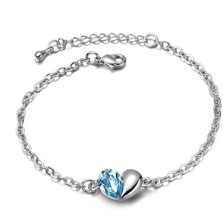 
amethyst cristal bracelet with white gold filled platinum plated crystal trendy wrist 