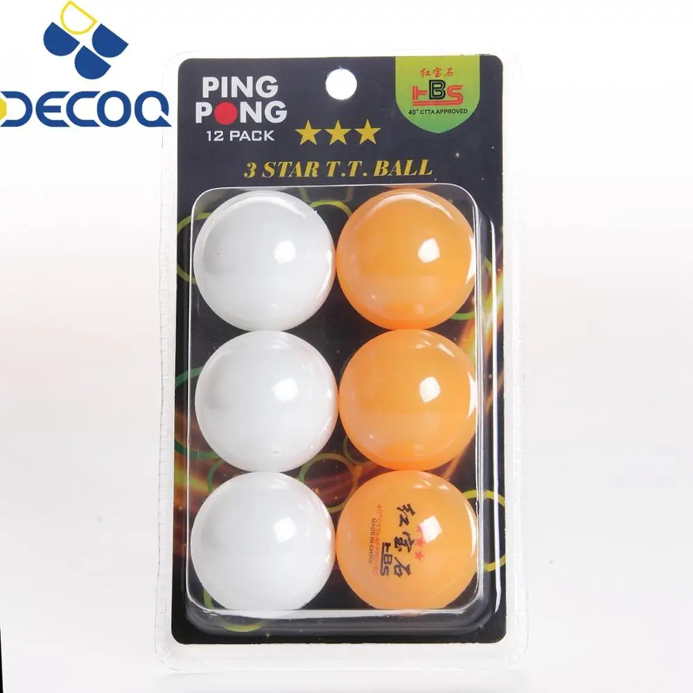 wholesale customize logo 1 2 3 star  white orange ABS pingpong ball