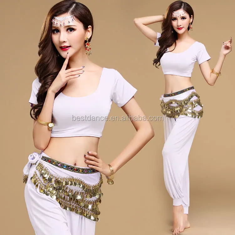 BestDance Indian Belly Dance Costumes Short Top and Pant Set Hot Sexy Bollywood Yoga Costume Wear
