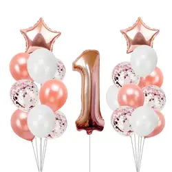 Wholesale 1st Birthday Party Decoration 32inch Number 1 Foil Balloon Set Confetti and Latex Balloons