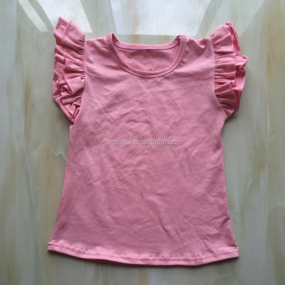 
WY-783 Baby Flutter Tops Children Contton Flutter Tank Top Solid Ruffle Tee Shirt Toddler top 