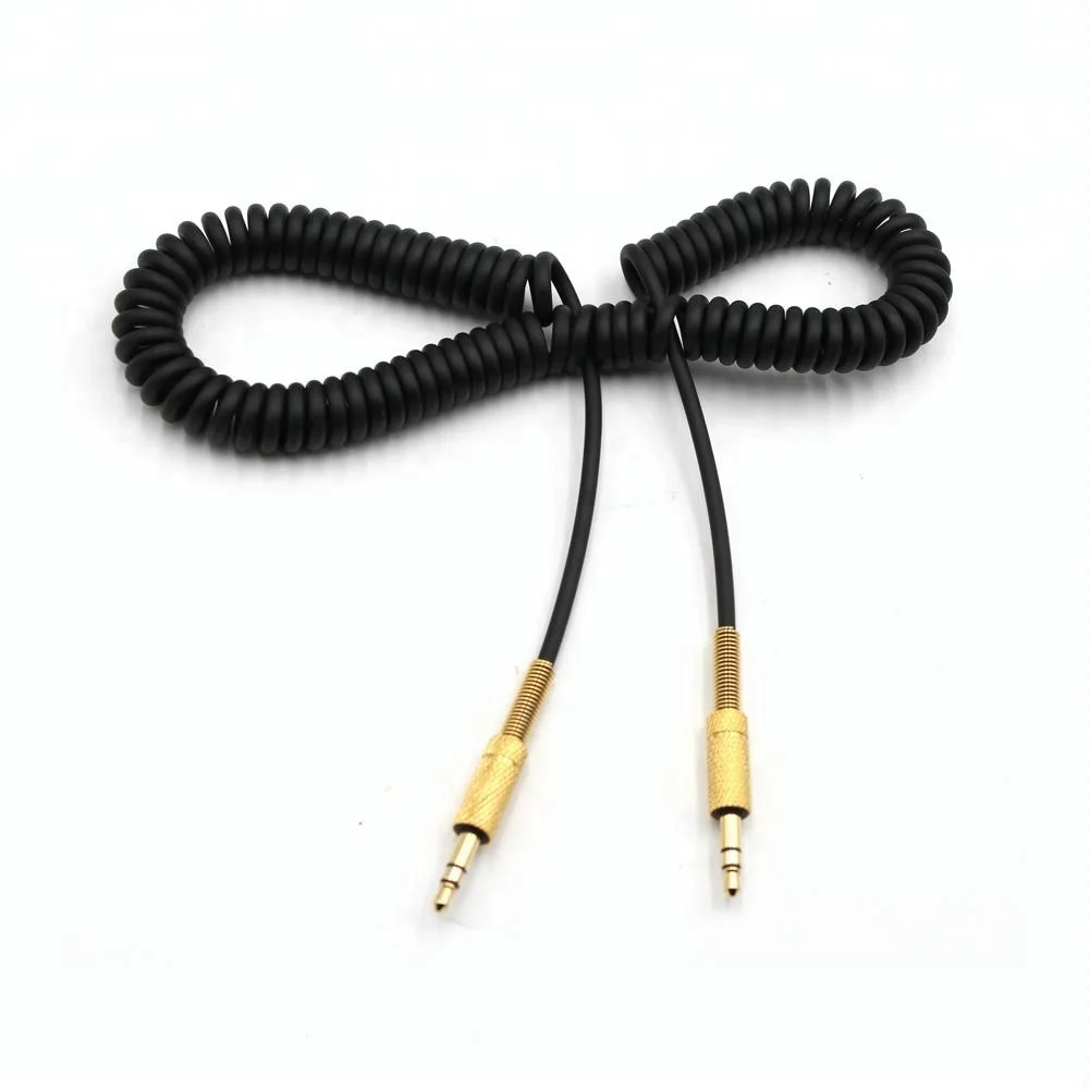 Spring Wire 3 Pin Male to Male Jack Aux Audio Cable with 3.5mm for Car