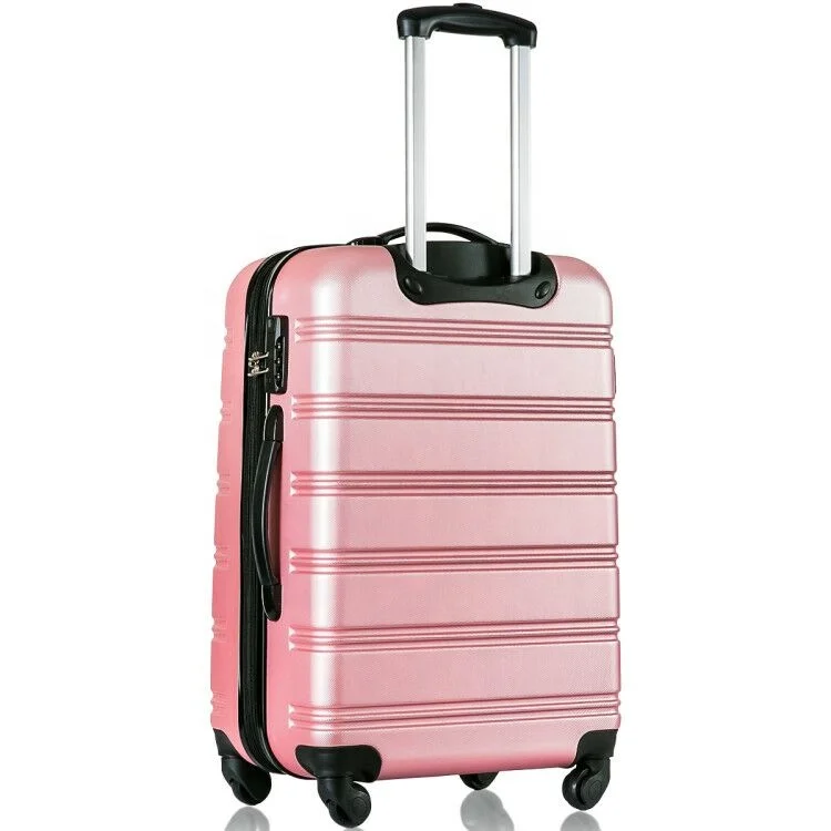 20 inch pink airport suitcase abs+pc decent travel luggage for lady