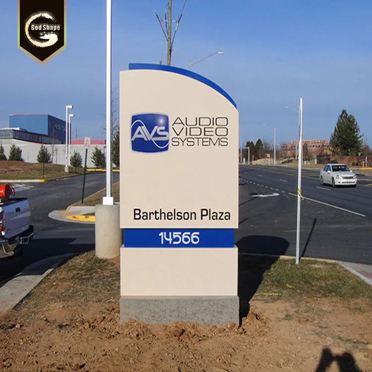 Monument pylon freestanding signage in street side decorate attractive directional and wayfining sign signage outdoor