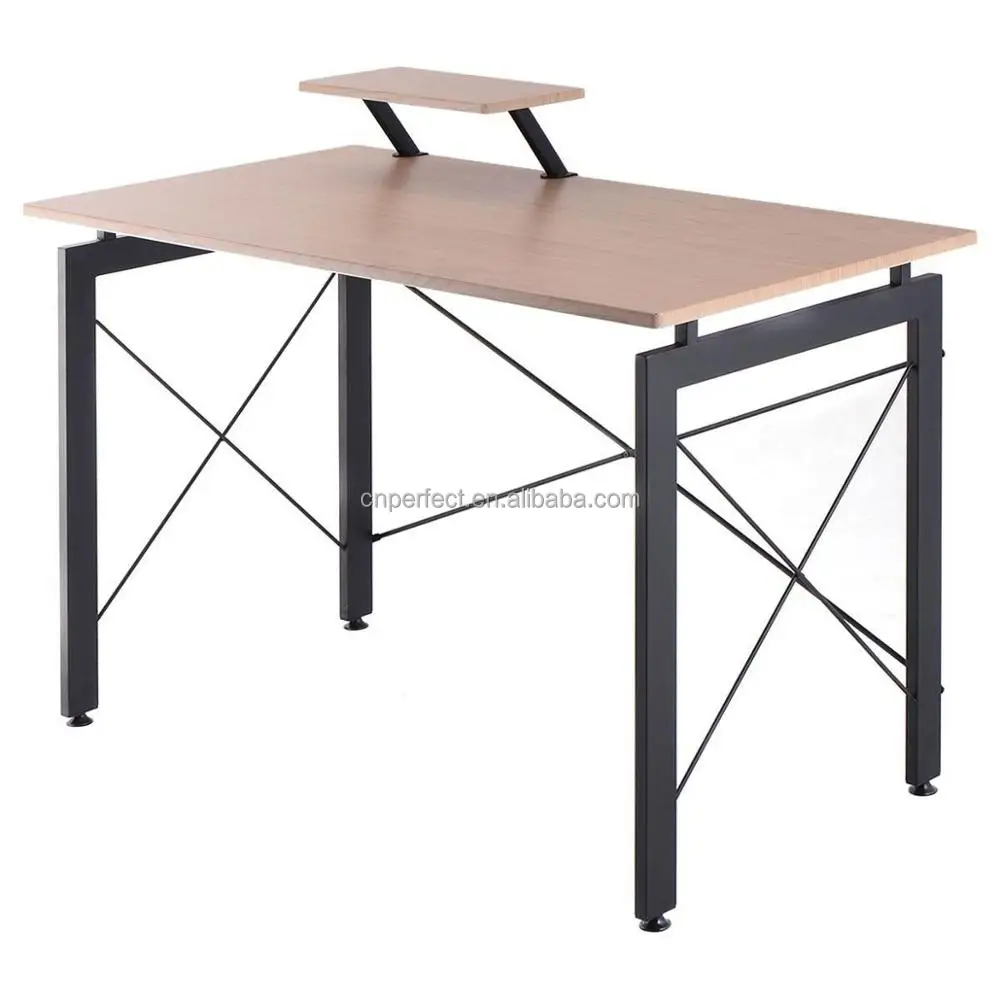 Office Furniture Computer Desk Metal Frame Home Study Writing Reading Laptop Table with Storage Shelf