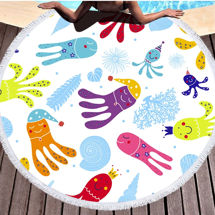 New Design Large Round High Quality Personalized Beach Towels In Bulk Party Favors For Two