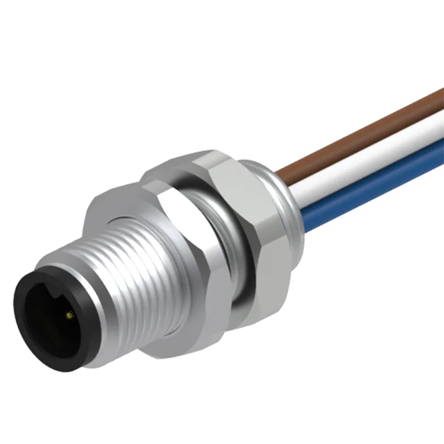 
Waterproof IP67 M5 3 pins front Mount male receptacle cable connectors 