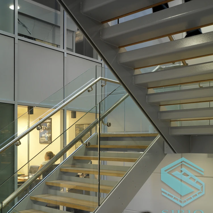 Простой дизайн деревянная лестница из нержавеющей стали роспись стекла лестницы новый дизайн