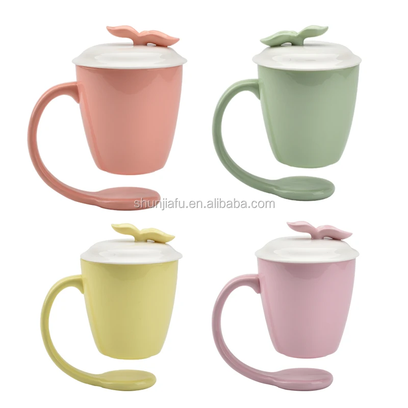 Yellow Color Home Decoration Custom Suspending mugs Floating Ceramic Coffee Mug With Handle and Lid