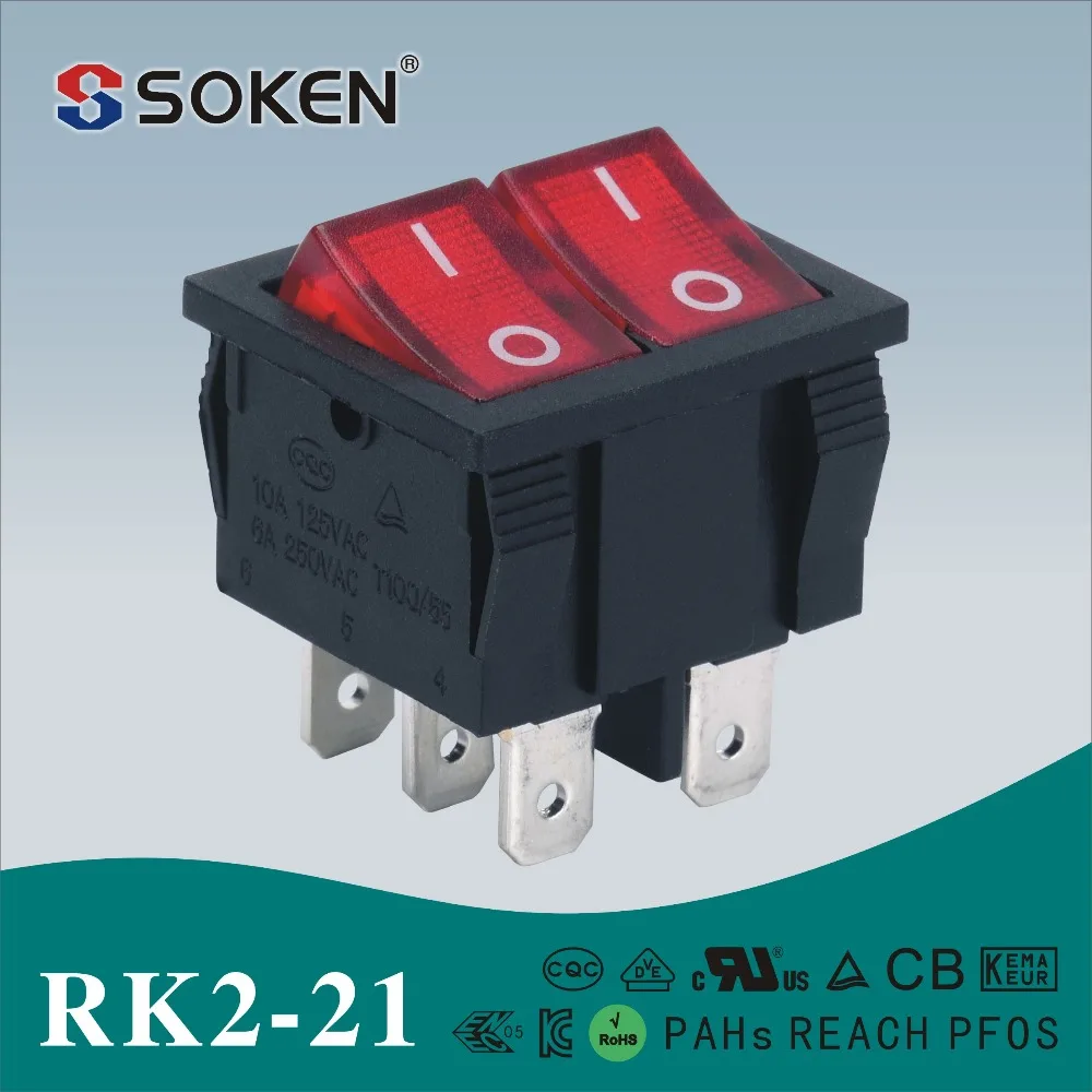 Soken DPST двухполюсный свет перекидной переключатель t85 6a 250 В AC