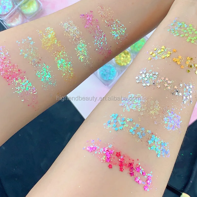 Cosmetic 6 Colors Fairy Colorful Glitter Gel Diamond Cream Eyeshadow gel set  for Face Body