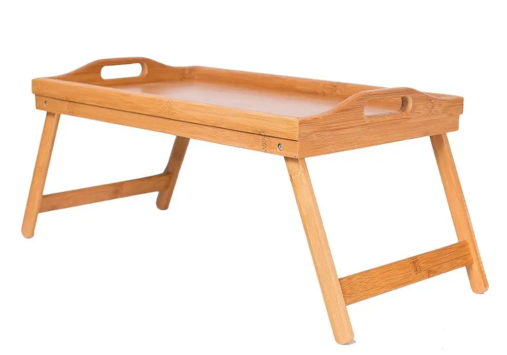 
Bamboo Table and Foldable Breakfast Serving Tray | Pull Down Legs | Portable Laptop Stand 