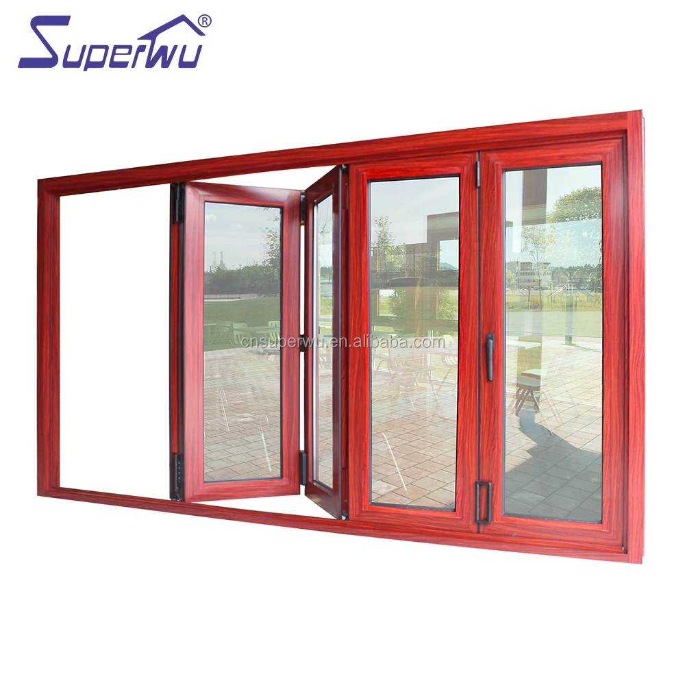 Modern design retractable flyscreen Double Glazed folding windows Aluminium Windows with Australian Standards AS2047