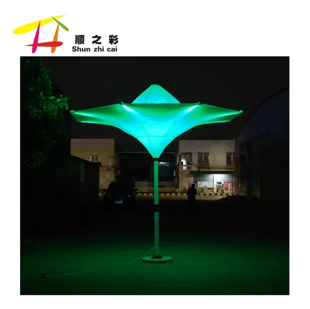 factory outdoor shade tulip flower umbrella decorated patio umbrella with LED light