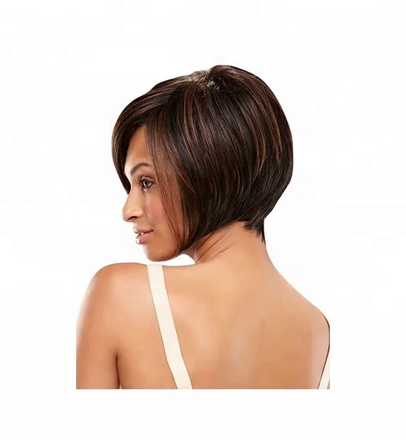 Fashion Short Bob Synthetiy wig Straight dark brown Color Artificial Hair For Women