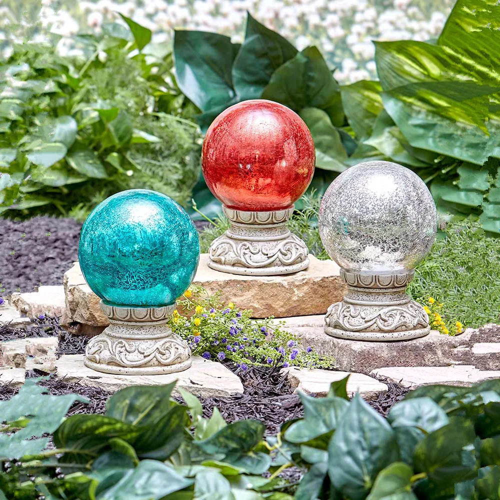 Mercury glass crackle spheres with led light ball tablelamp decoration