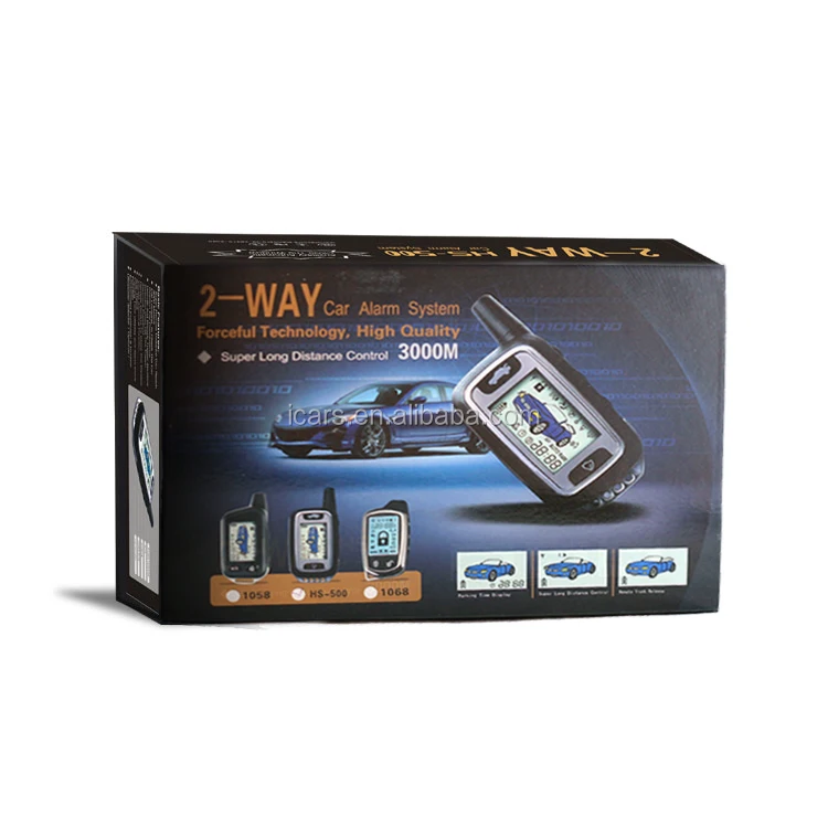 2017 used icars auto 2 way car alarm system with remote LCD controller long distance 800m-1000m for sale