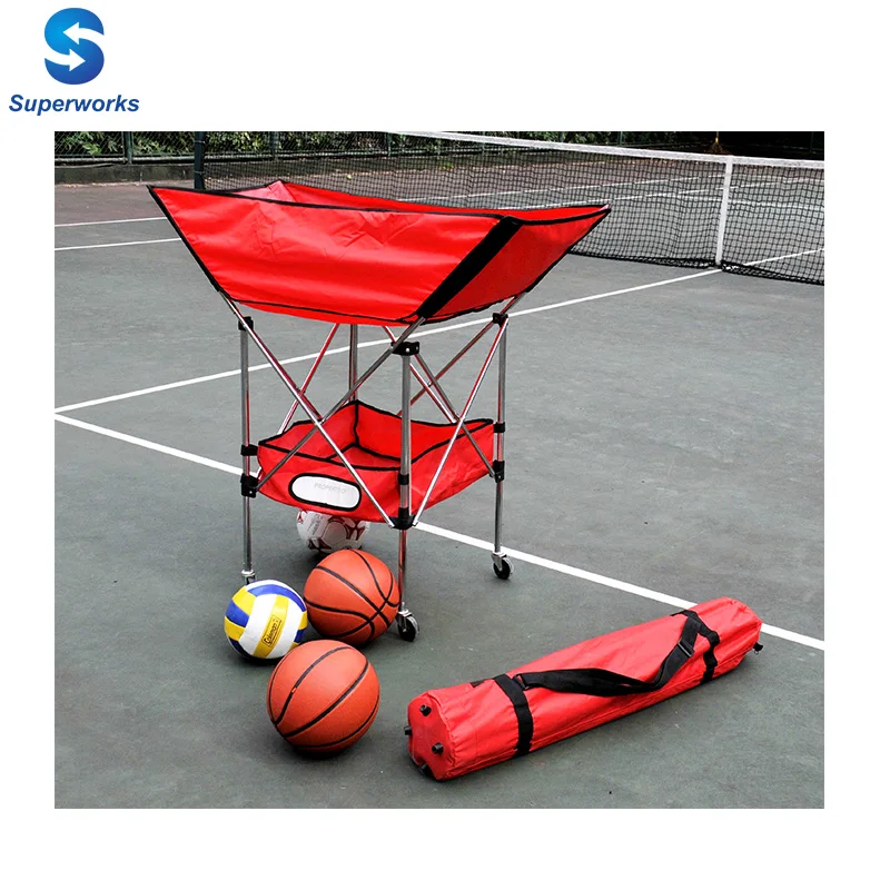 foldable basketball carrier trolley 4 wheels portable basketball ball cart