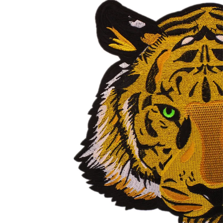 Wholesale Custom Glue Embroidery Vivid Large Tiger Patch for Clothing