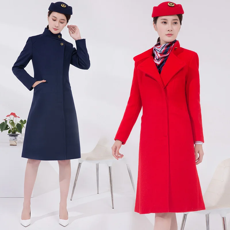 Flight attendant coat Airline stewardess Uniform,airline hostess uniform stewardess uniform long coat