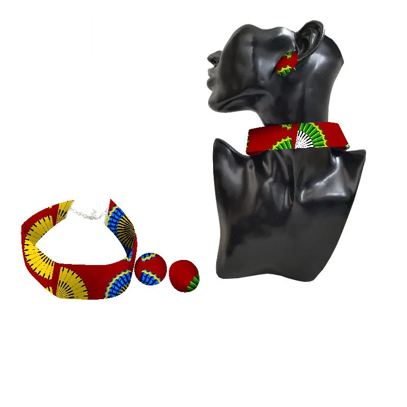 African Ankara Handmade Chokers Necklace Earrings African Print Choker Bold Tribal Ethnic Fabric Choker Necklace Gift WYX08