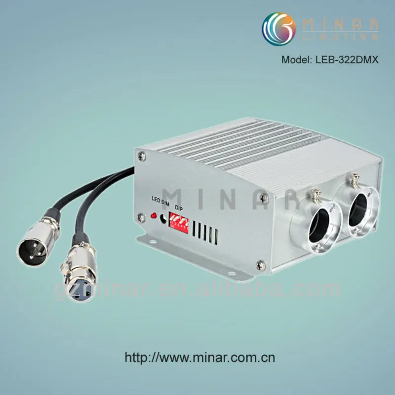 DMX RGB LED fiber optic light source, dual ports, 12W