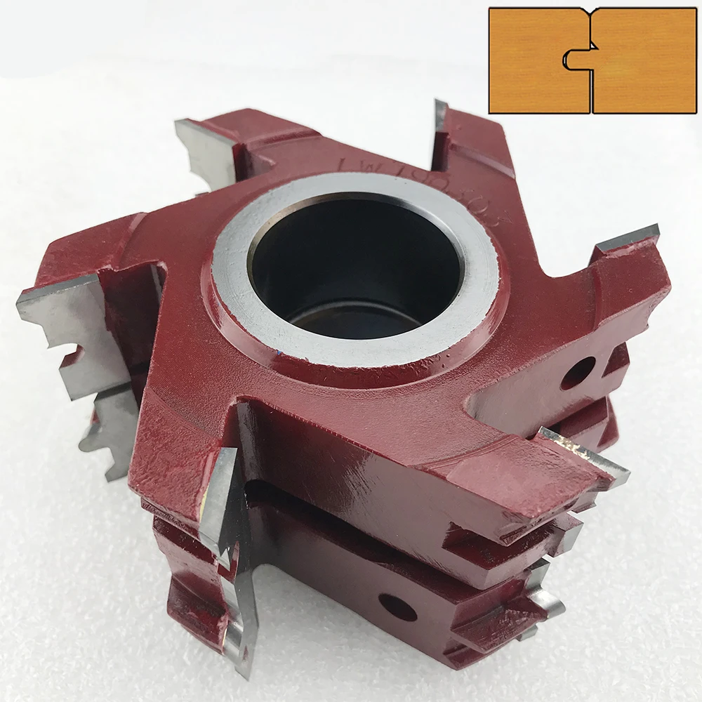 D125*22*40mm*6T  Tongue and Groove Set  2Pcs Wood Door Flooring 6 Teeth T Shape Wood Milling Cutter For Kitchen/Bathroom/Cabinet