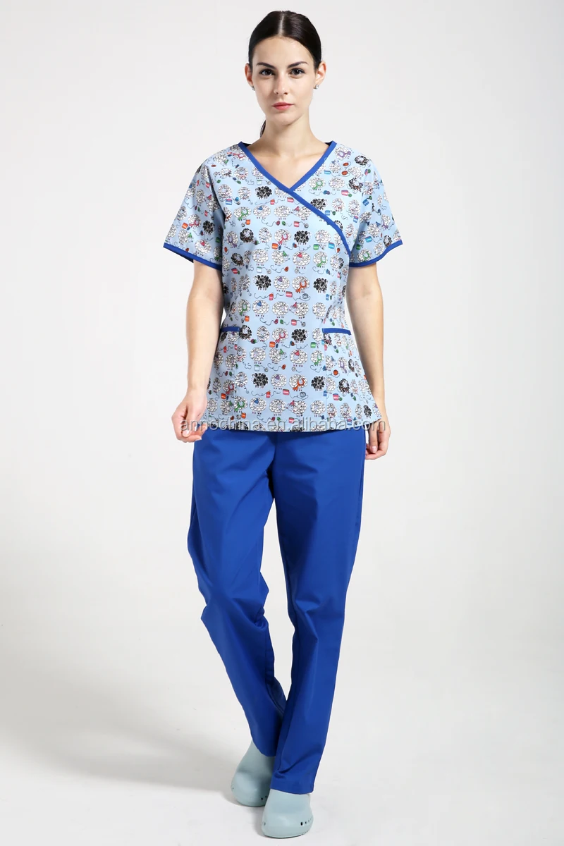 Hot Selling Waterproof Printing Nursing Clothes Hospital Medical Scrubs
