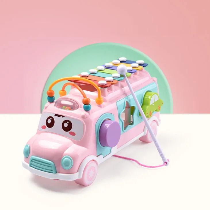 Обучающий детский игрушечный автобус-пазл ксилофон музыкальный инструмент для детей