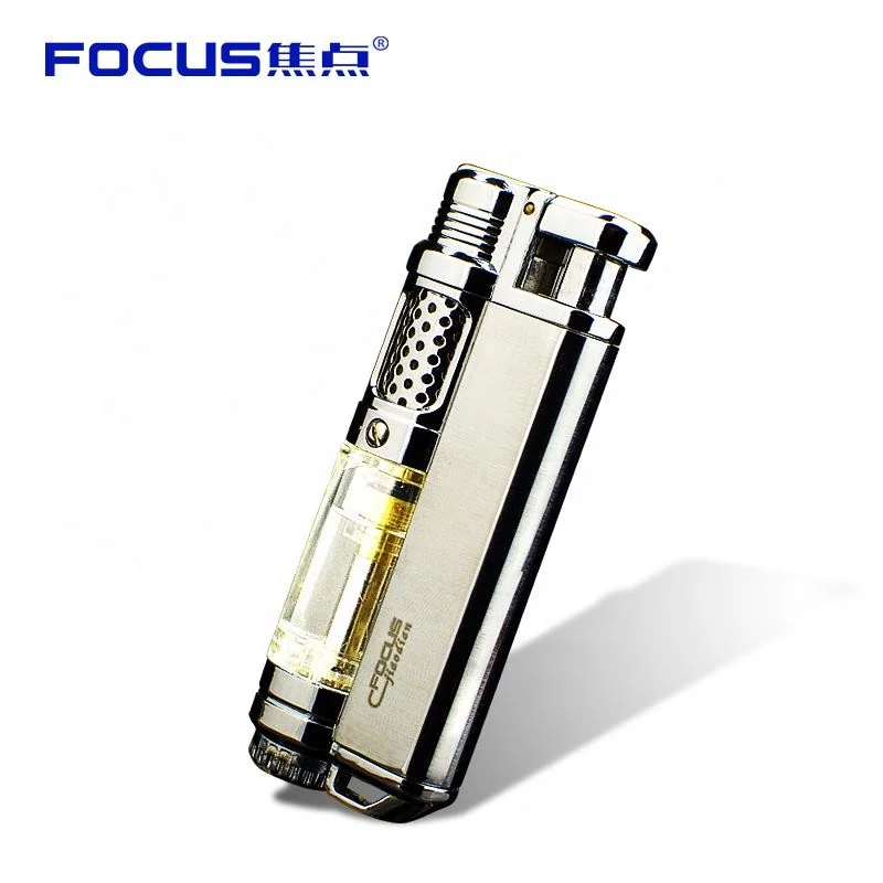 Hot zinc alloy creative personality and wind proof torch lighter with gas windows