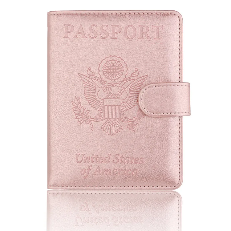 2019 PU Leather Passport Holder RFID Blocking Credit Card Passport Ticket Money Travel Holder for United States of America