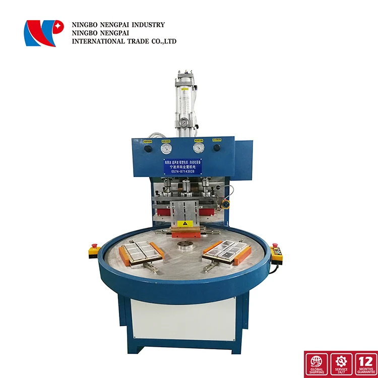 Auto Rotary turntable high frequency blister sealing machine clam-shell and blister PVC, PET-G, A-PET  PET/PVC with carton