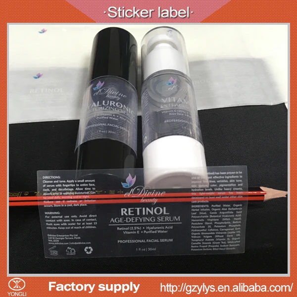 Новый дизайн прозрачная пластиковая бутылка водонепроницаемый клей pe печати этикеток