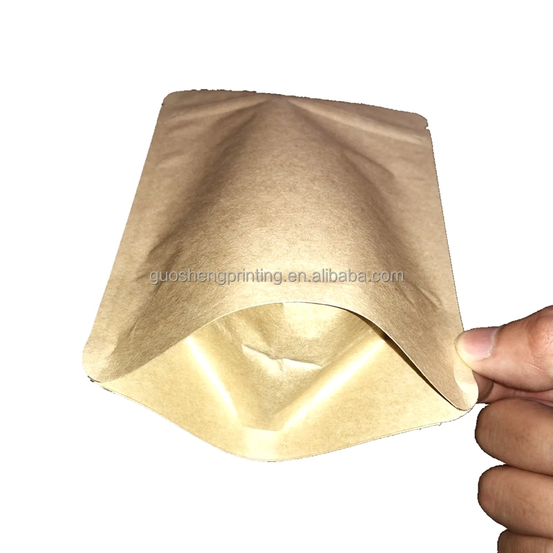 Biodegradable aluminum foil lined kraft paper packaging bag for coffee or tea
