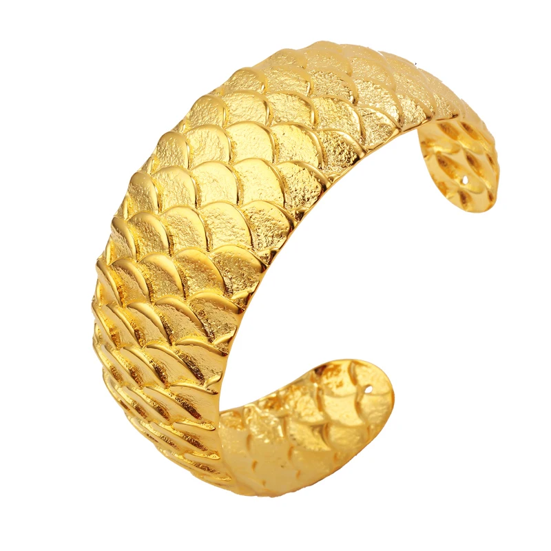 XL5027 xuping jewelry imitation jewellery, gold plated cuff bangle, Dragon scale bridal gold bangle